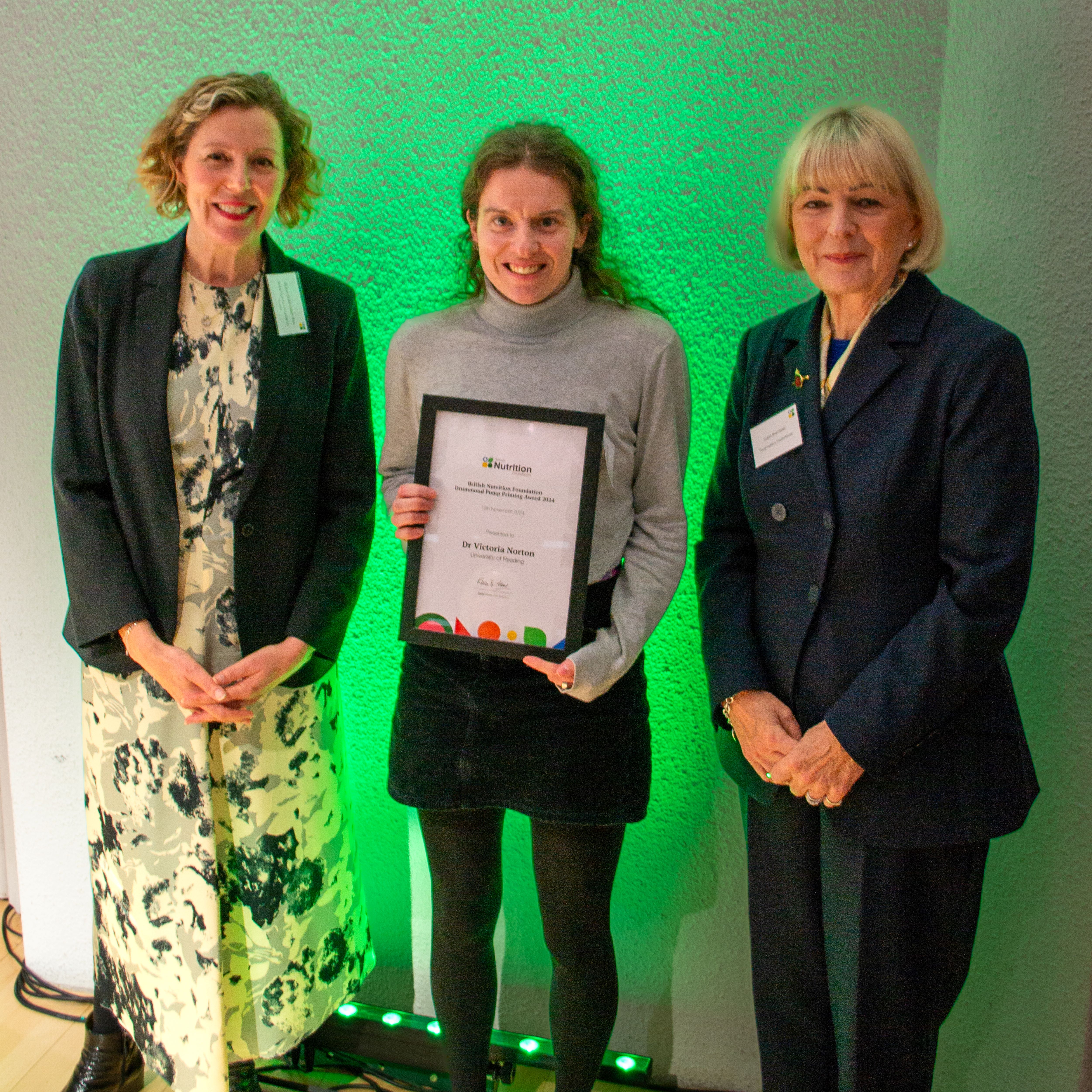 A photo of Dr Victoria Norton receiving her award at the BNF Annual Conference