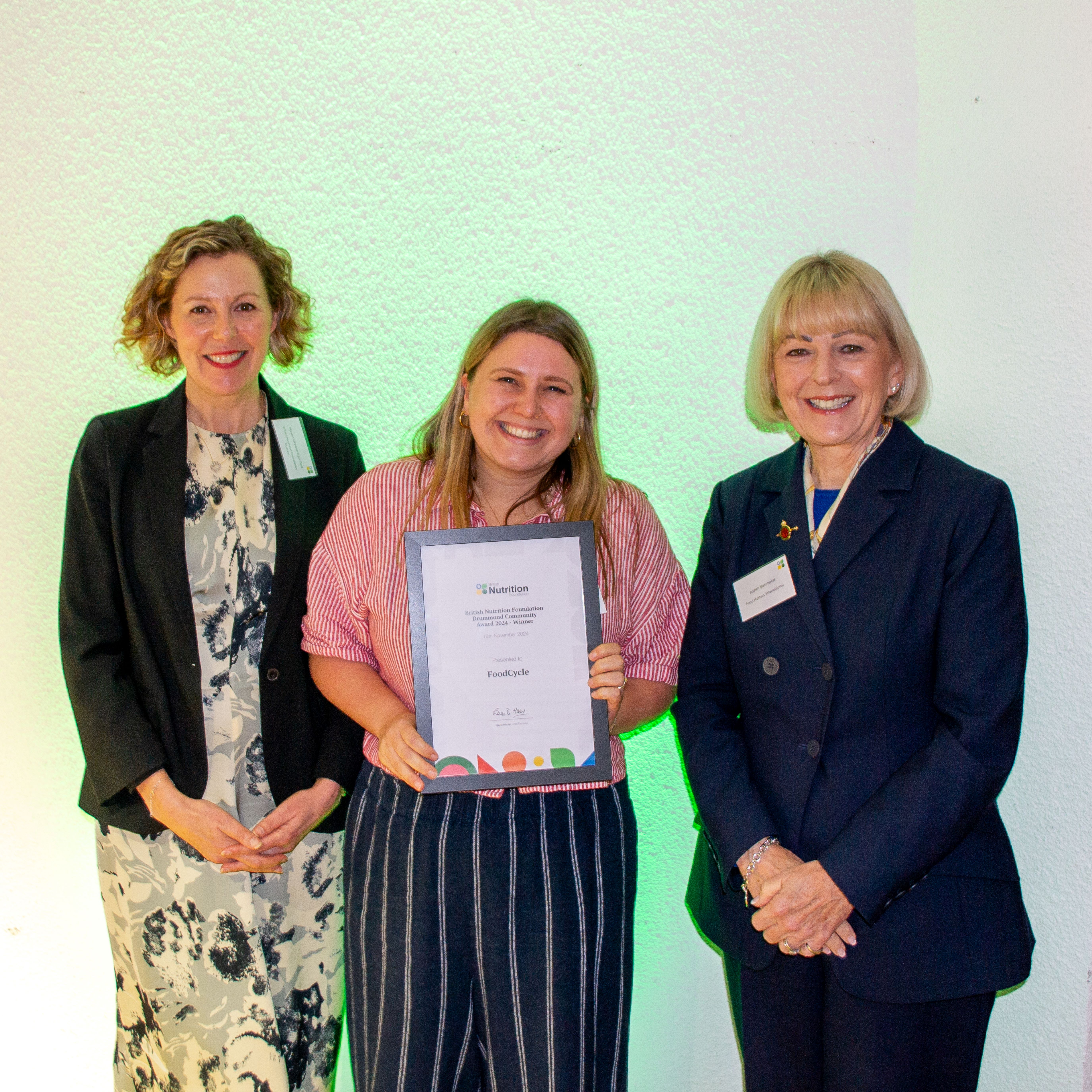 A photo of FoodCycle accepting their award at the BNF Annual Conference